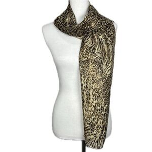 Leopard Cheetah Animal Print Gold Metallic Made In Italy Shimmering Scarf Flaws